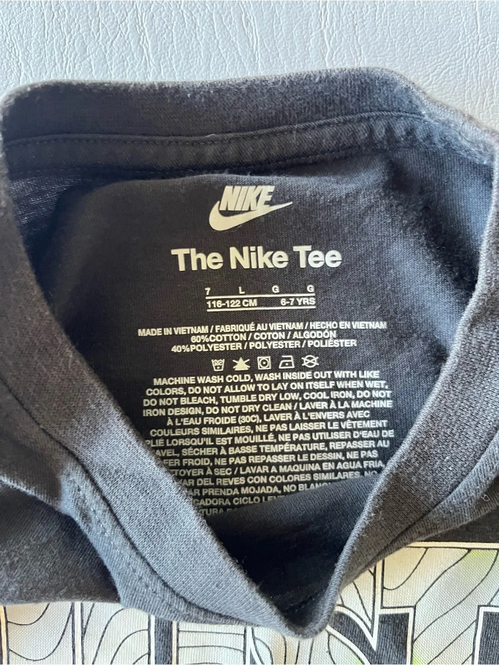 Nike Black Kids Short Sleeve Tee with Neon Accent